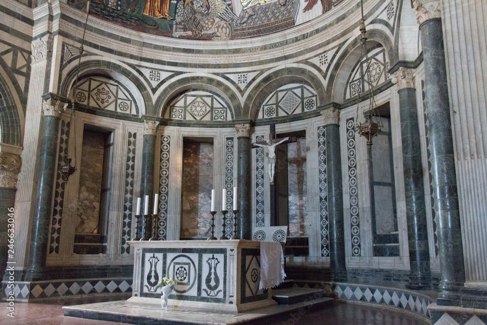 Altar inside Basilica San Miniato al Monte, Florence, Tuscany, Italy.