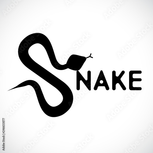 Black snake logo design. Snake sign vector illustration