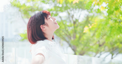 young woman feel carefree