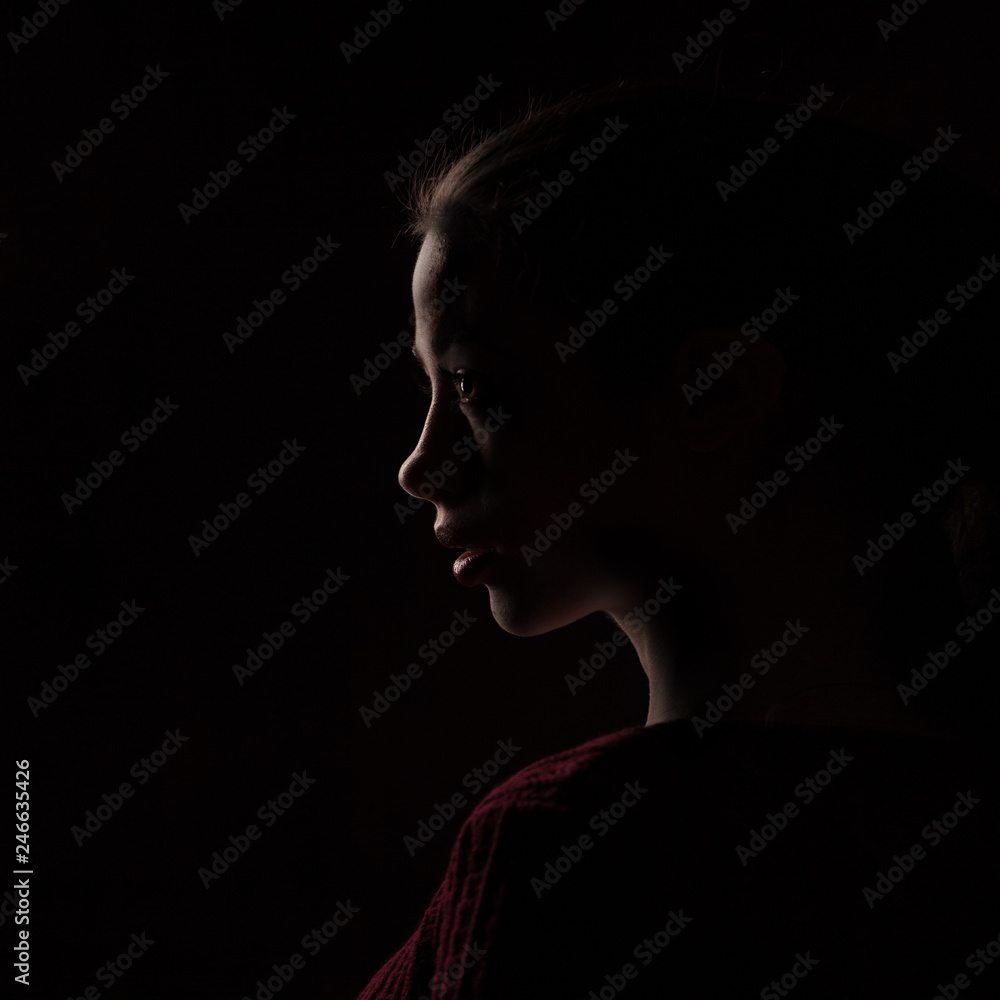 female silhouette isolated on black background