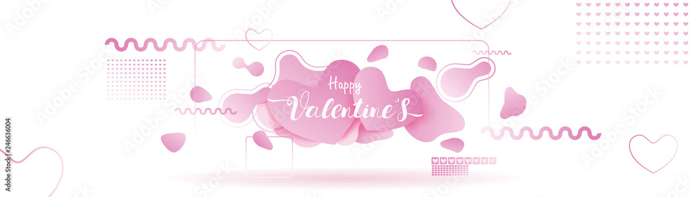 Valentines heart. Decorative pink background with hearts and loves flying and Floating on abstract liquid background in memphis style. symbols of love for Happy Mother's, Valentine design banner Valentines heart. Decorative pink background with hearts and loves flying and Floating on abstract liquid background in memphis style. symbols of love for Happy Mother's, Valentine design banner
