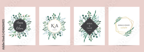 Wedding logos, hand drawn elegant, delicate monogram collection