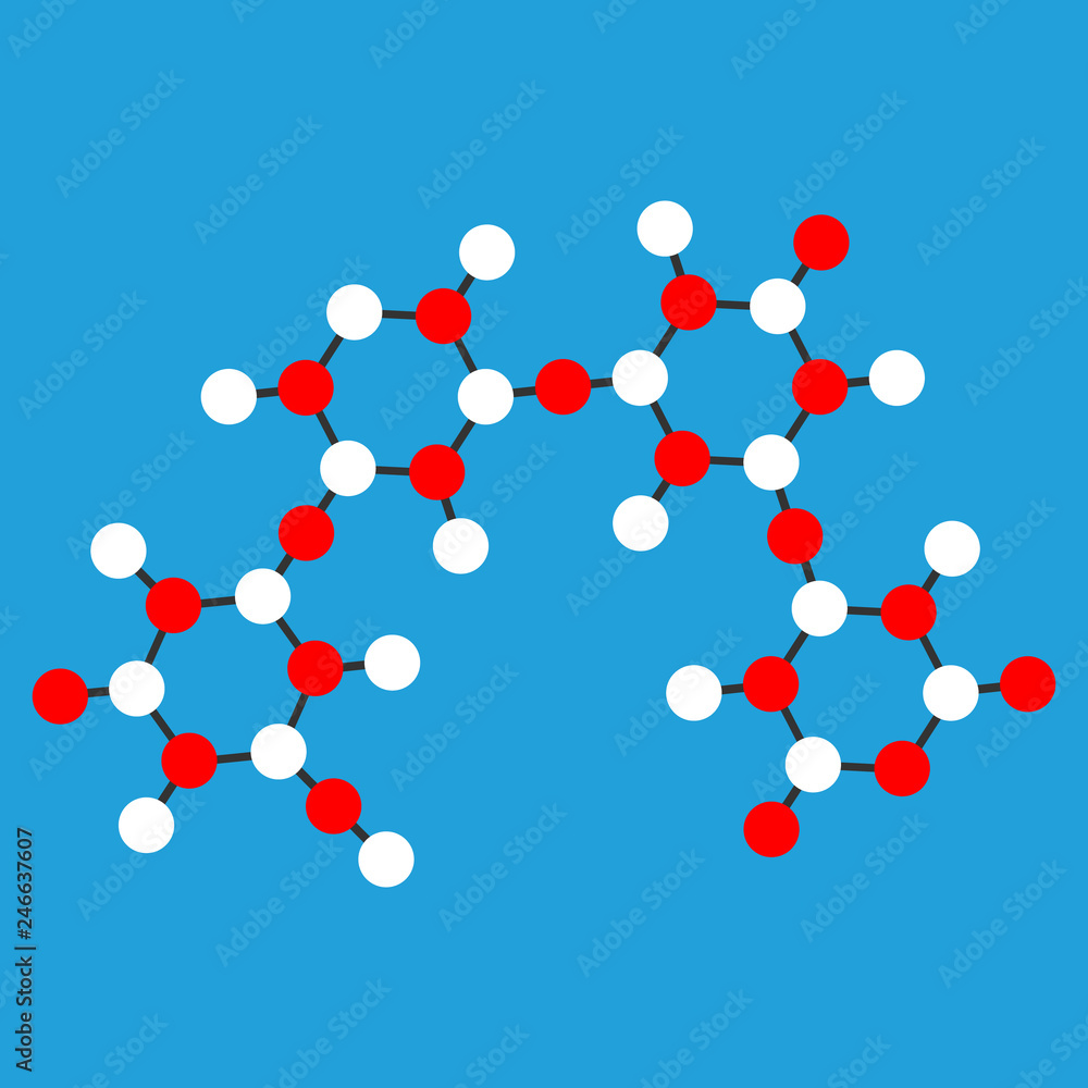 Great design of white and red molecules on a blue background