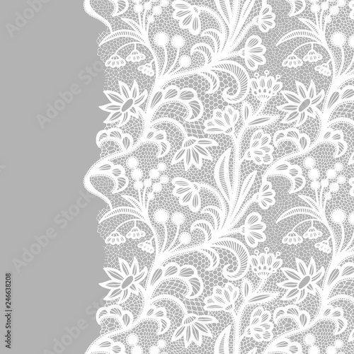 White vintage lace elegant lace. Lacy border. © comotomka