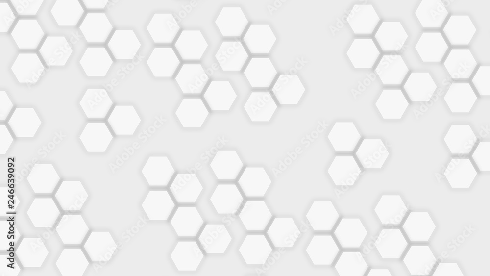 Light gray background with flat abstract hexagons Light gray background with flat abstract hexagons