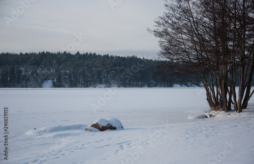 Winter view over a frozen lake Malaren in Stockholm. © Hans Baath