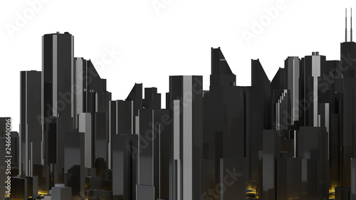 Low poly city views from above. 3d rendering.