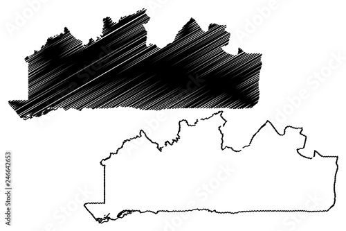 Kongo Central Province (Democratic Republic of the Congo, DR Congo, DRC, Congo-Kinshasa) map vector illustration, scribble sketch Bas-Congo map photo