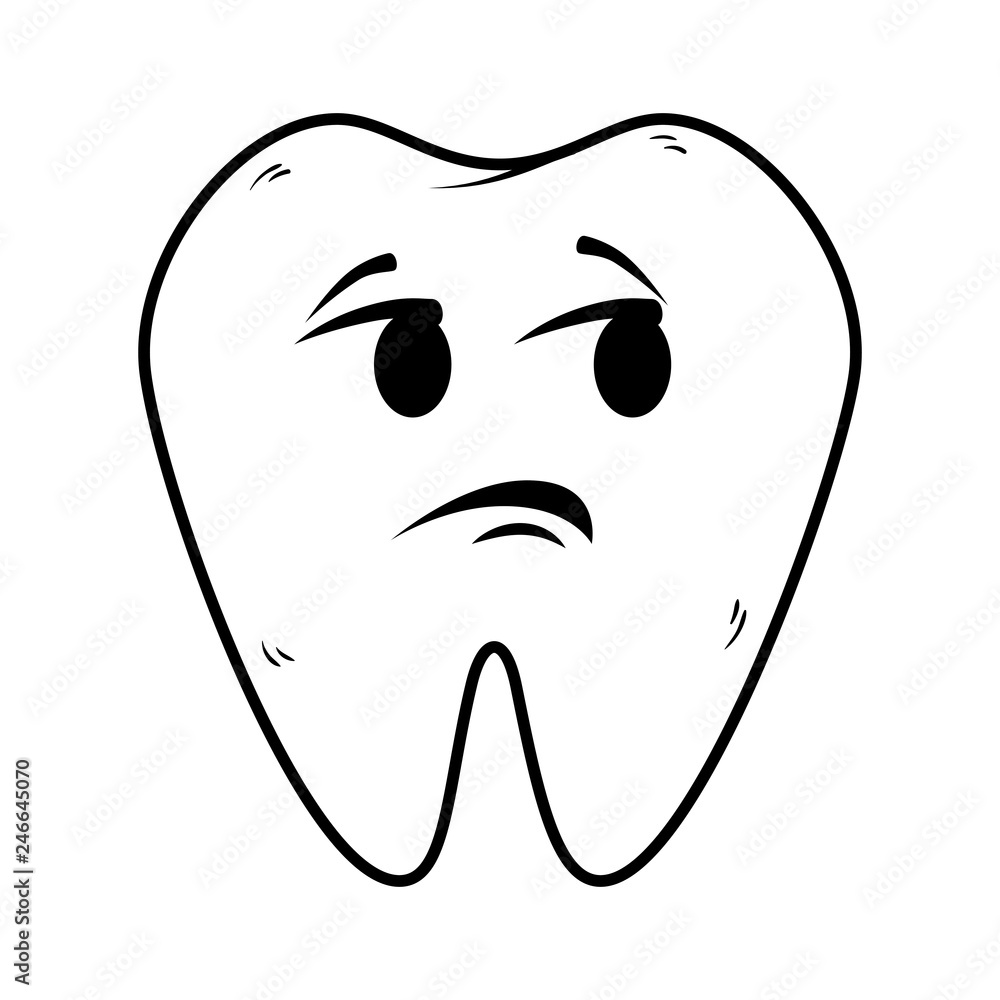 comic tooth sad kawaii character comic tooth sad kawaii character