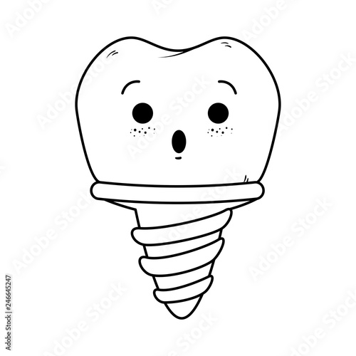 comic tooth implant kawaii character