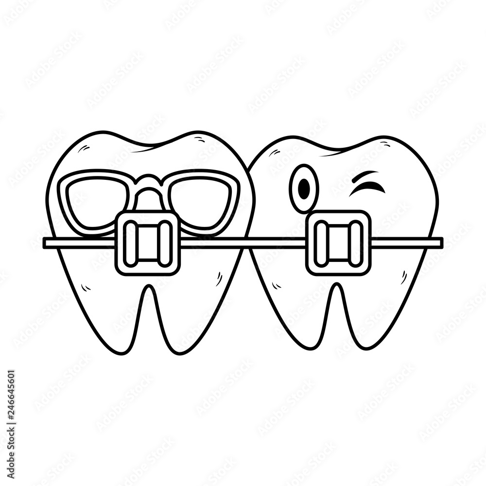 teeth with orthodontics kawaii characters teeth with orthodontics kawaii characters