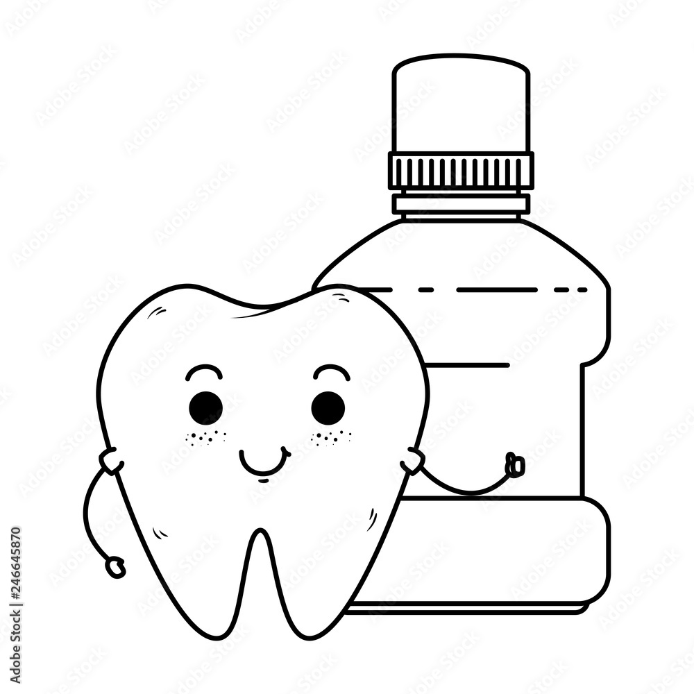 comic tooth with mouthwash kawaii character comic tooth with mouthwash kawaii character