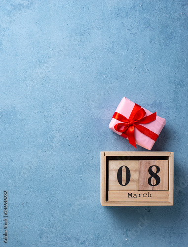 Womens day concept with wooden calendar