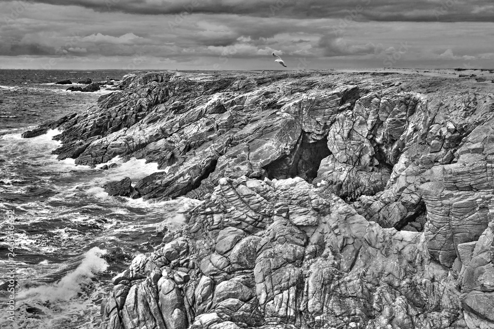 france; brittany; Quiberon : cliffs and waves france; brittany; Quiberon : cliffs and waves
