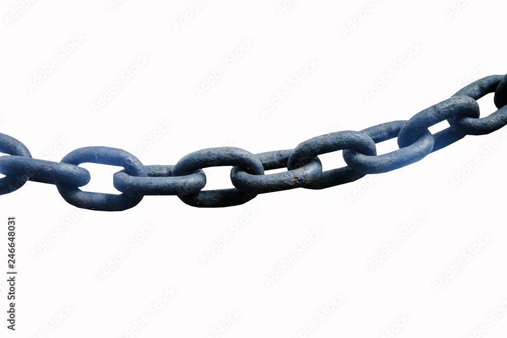 Fototapeta premium Steel chain close up isolated on a white background