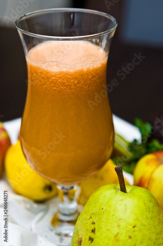 Homemade fruit juice in wine glass