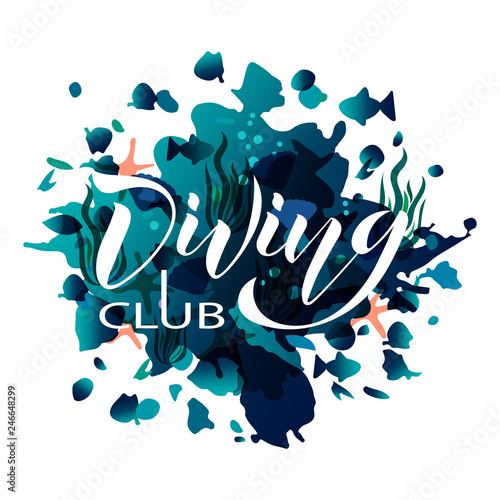 white diving on the colored background