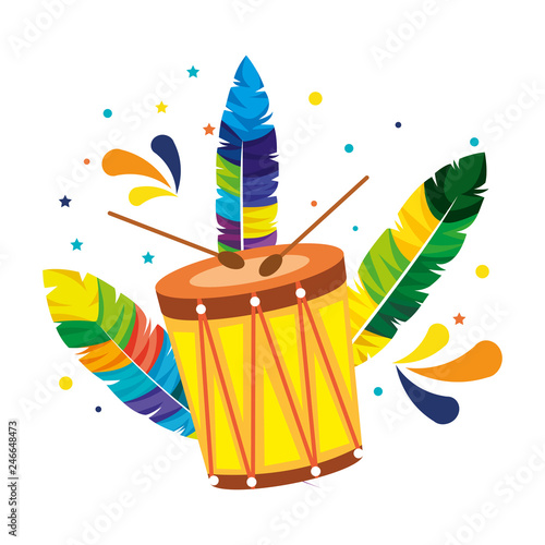 brazilian carnival drum with feathers