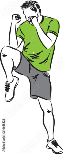 man cardio kick boxing illustration