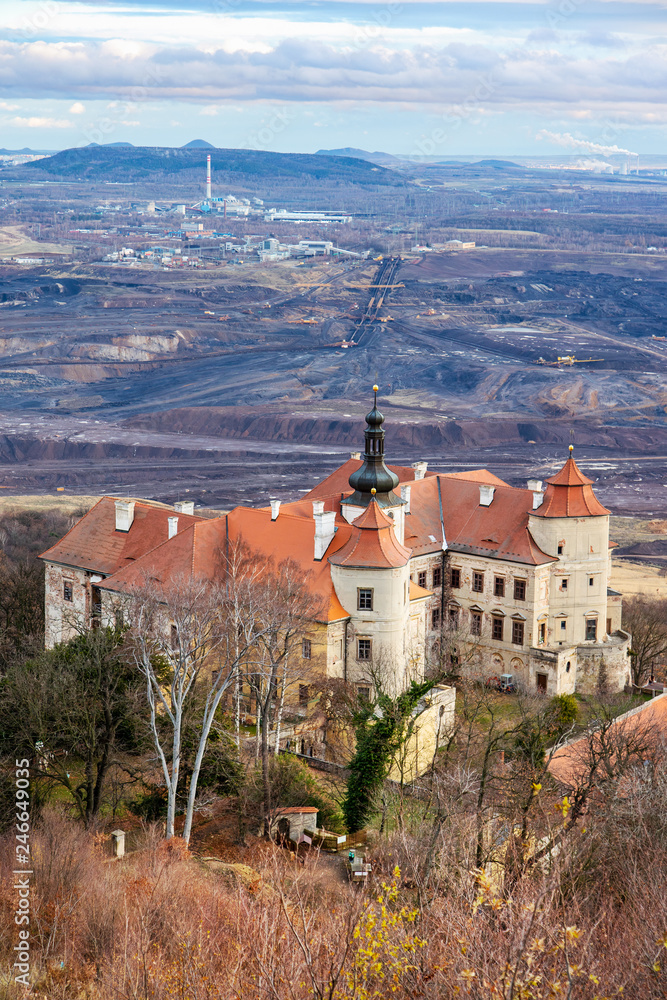 Jezeri castle, CSA pit, North Bohemia, Czech republic
