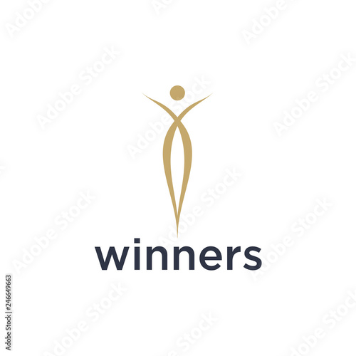 Colorful Abstract Happy Winners People Logo Design Illustration