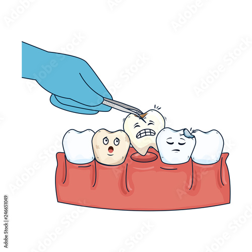 dentist extracting tooth with pliers