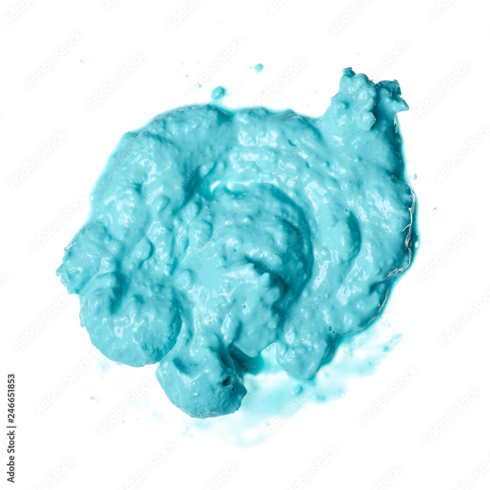 Green blue mask cream for face beauty care on white background isolation, top view Green blue mask cream for face beauty care on white background isolation, top view