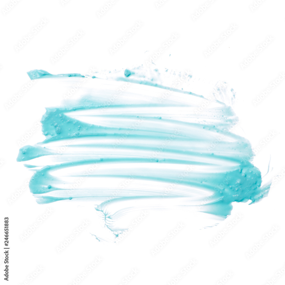 Green blue mask cream for face beauty care on white background isolation, top view