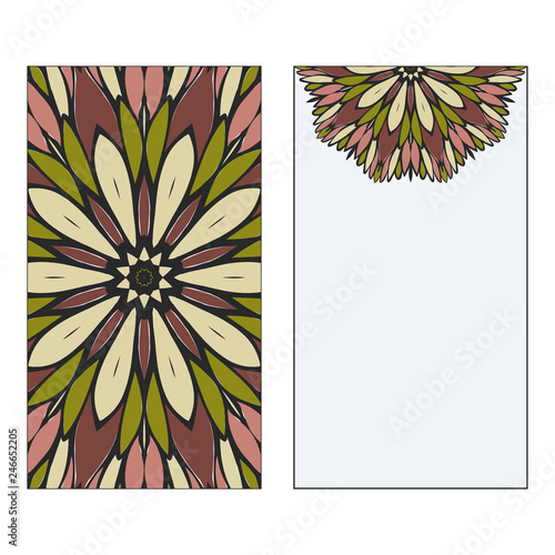 Vintage Card With Patterns Of The Mandala. Floral Ornaments. Islam, Arabic, Indian, Ottoman Motifs. Template For Flyer Or Invitation Card Design. Vector Illustration