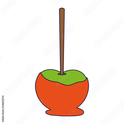 caramelized apple with stick blue lines