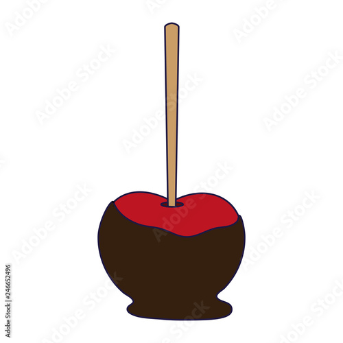 caramelized apple with stick blue lines