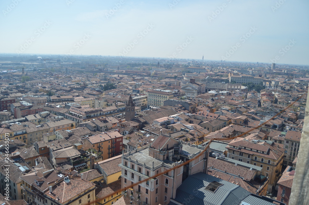 Verona City View From Torre Dei Lamberti In Verona. Travel, holidays, architecture. March 30, 2015. Verona, Veneto region, Italy.