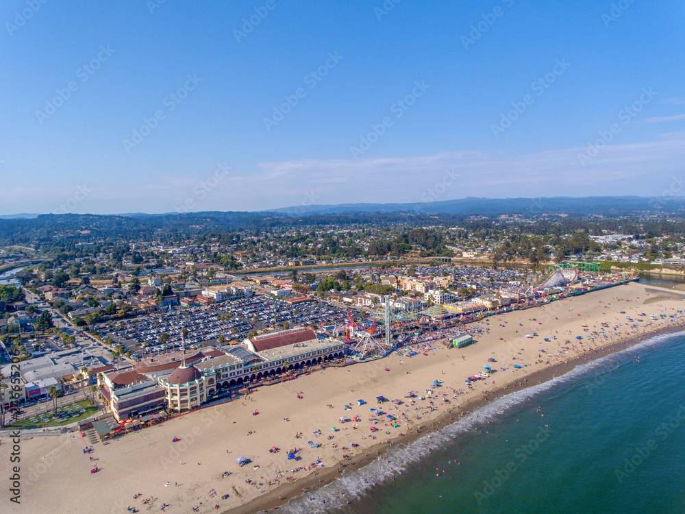 Santa Cruz, California. Beautiful panoramic aerial view of coastline