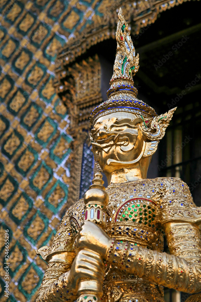 Wat phra kaew deamon guard sculpture kings palace ancient temple