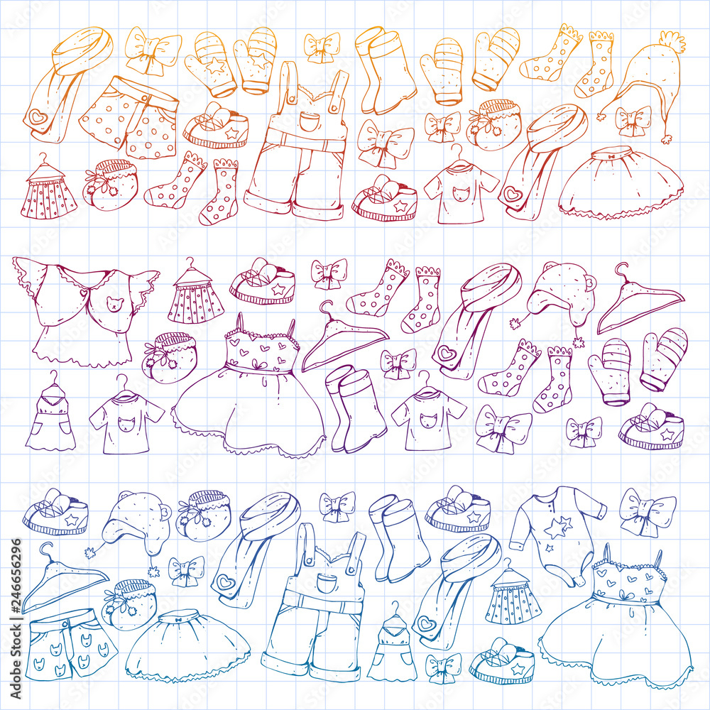 Children clothes. Background for babies, kids patterns. Children clothes. Background for babies, kids patterns.