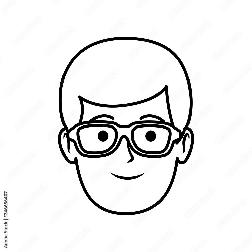 young man head with glasses avatar character young man head with glasses avatar character
