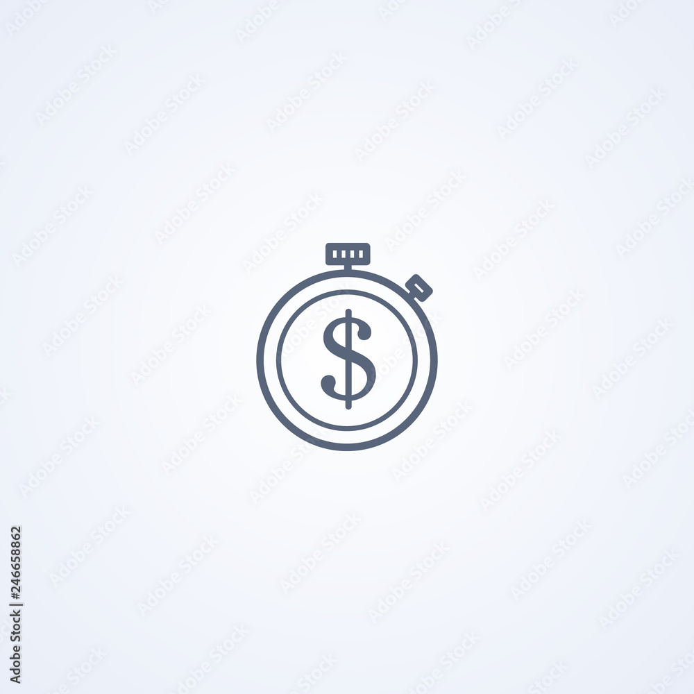 Business stopwatch, vector best gray line icon Business stopwatch, vector best gray line icon