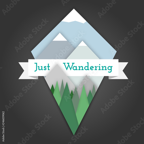 Wandern gebastelt in Papier Optik