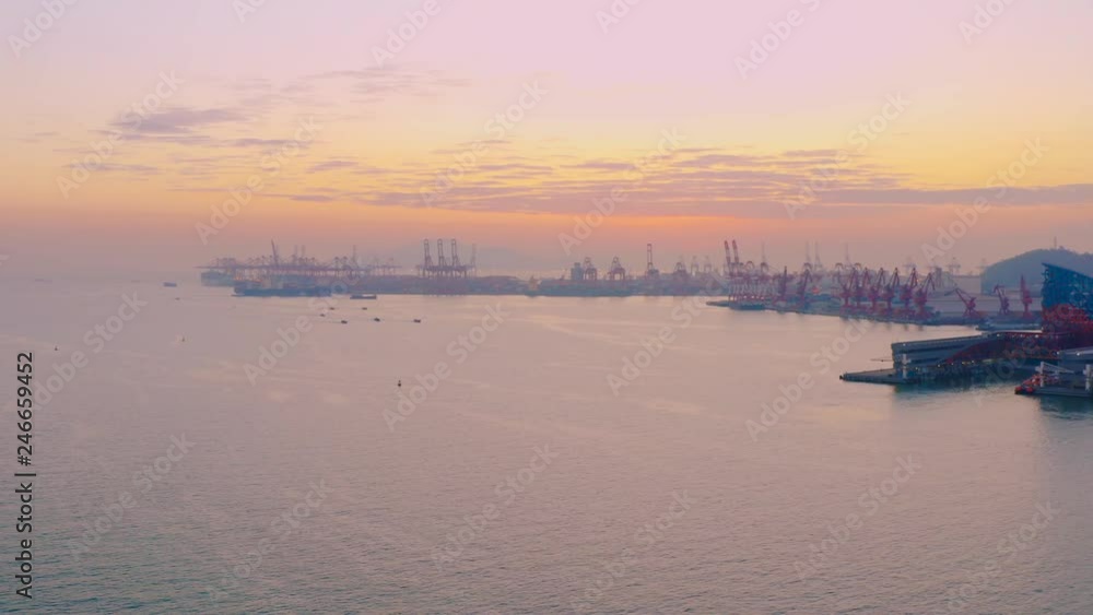 Shekou Port under rosy clouds,Shenzhen China Shekou Port under rosy clouds,Shenzhen China