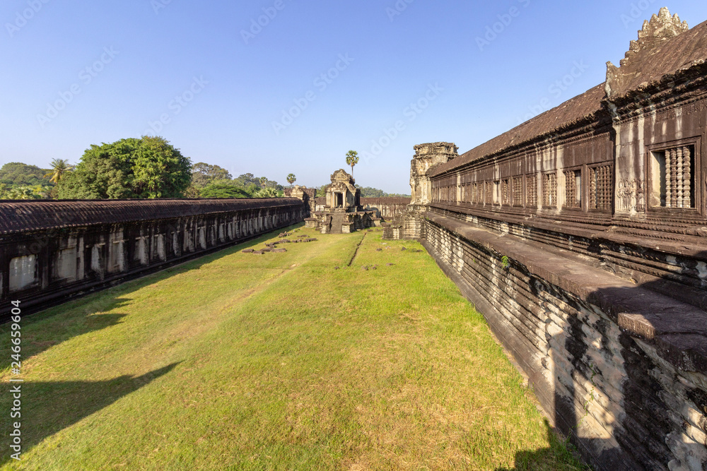 Angkor Wat ancient temple complex one of the largest religious monuments in the world and UNESCO World Heritage Site, it's a famous tourist attraction in Siem Reap, Cambodia.