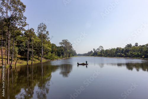 Angkor Thom water channel, the last and most enduring capital city of the Khmer empire, UNESCO heritage site, Angkor Historical Park. Siem Reap, Cambodia.