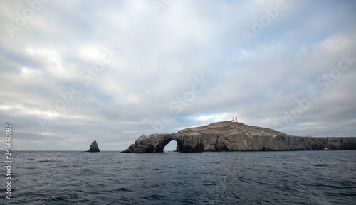 Anacapa Islands Arch Rock and lighthouse at Channel Islands National Park off the coast of California United States © htrnr