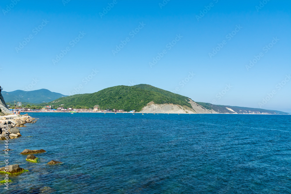 View of the beach and the mountain Hedgehog in Arkhipo-Osipovka