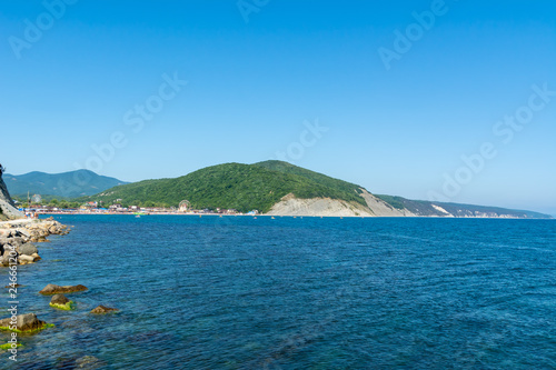 View of the beach and the mountain Hedgehog in Arkhipo-Osipovka