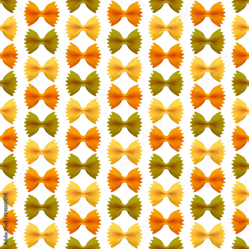 Seamless pattern. Farfalle pasta on white background.