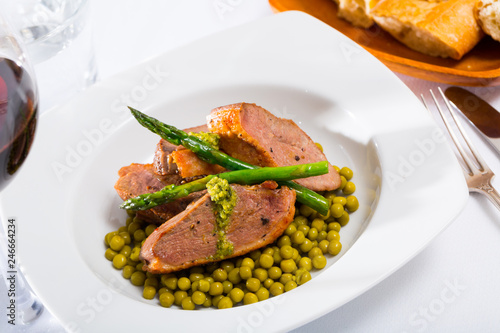 Duck breast with vegetables. Healthy dinner