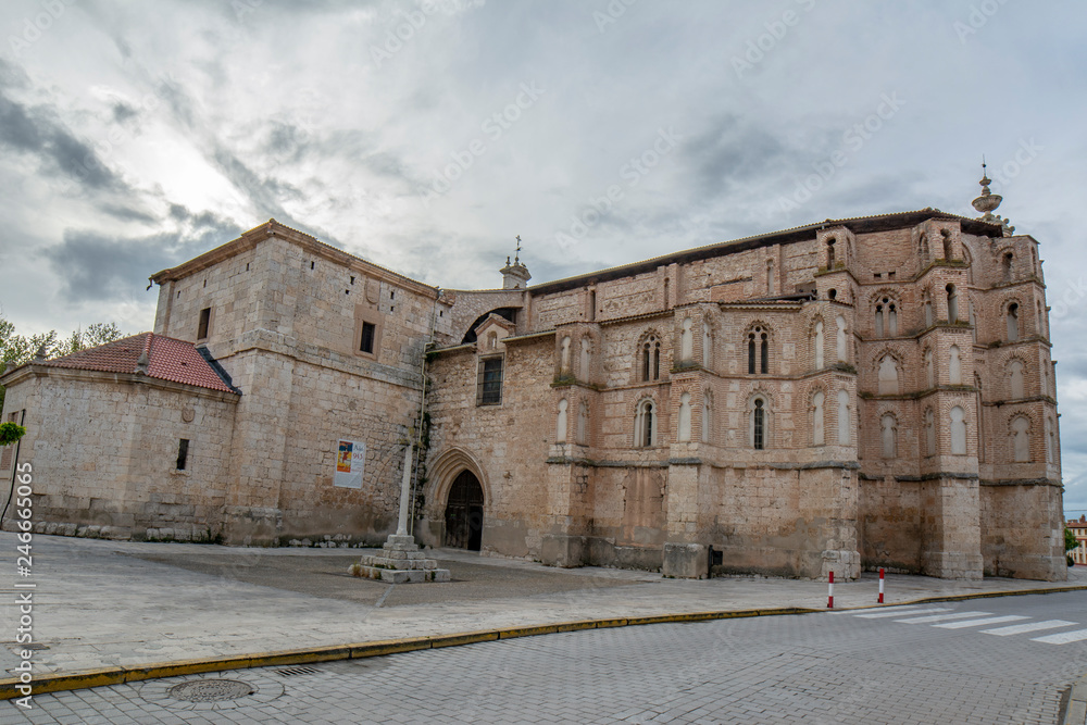 Peñafiel, Valladolid, Spain; April 2015: view of the entrance of convent of San Pablo in the medieval town of Peñafiel