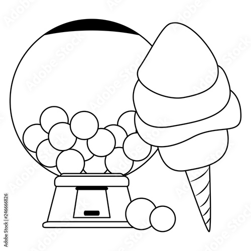 sugar cotton and gums dispenser in black and white