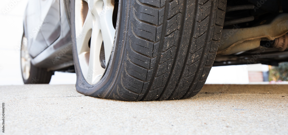 Close Up Flat Tire Close Up Flat Tire