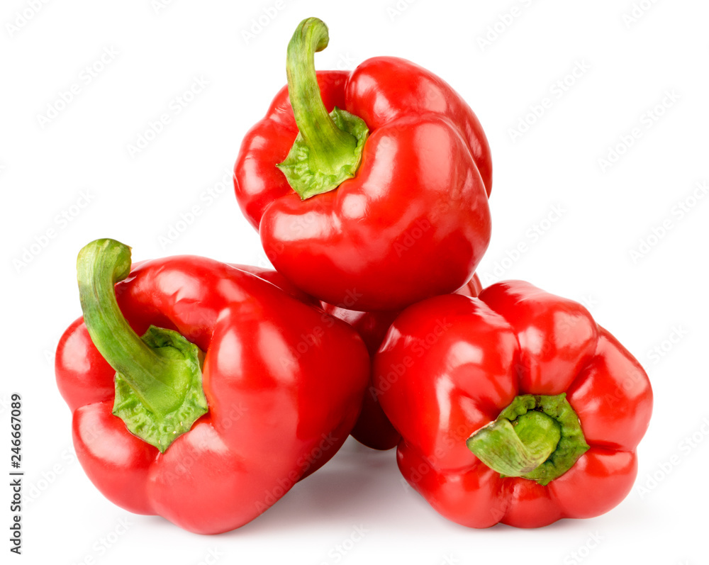 Pile of red bell pepper on a white, isolated. Pile of red bell pepper on a white, isolated.